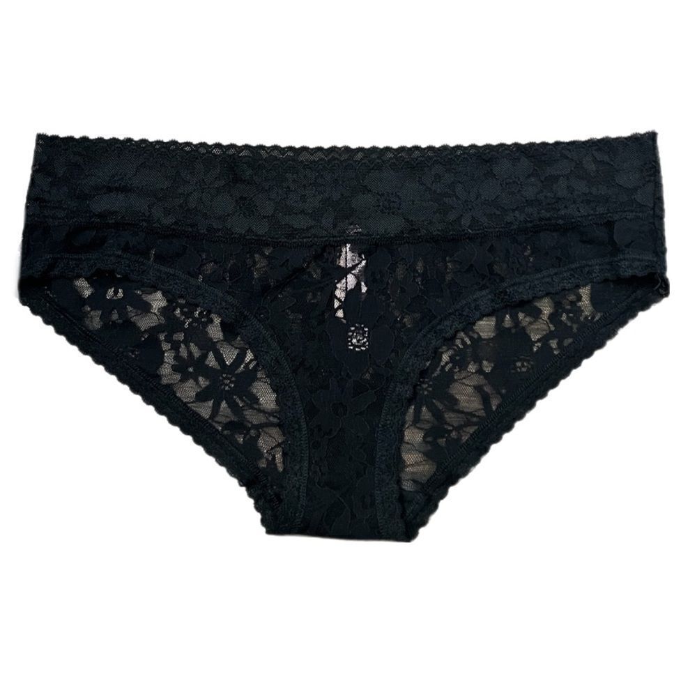 Victorias Secret Floral Lace Hiphugger Hipster Panty Black Xlarge